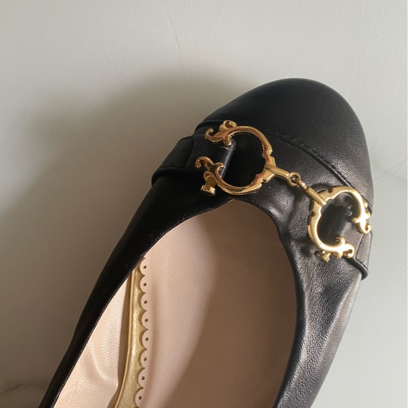 C. wonder leather ballet flats with gold hardware - Picture 3 of 7